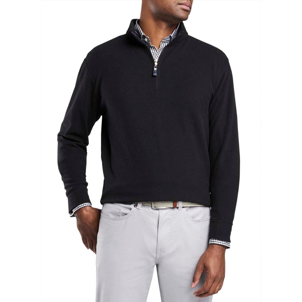 Peter Millar Men's Black TriBlend Melange Fleece QuarterZip