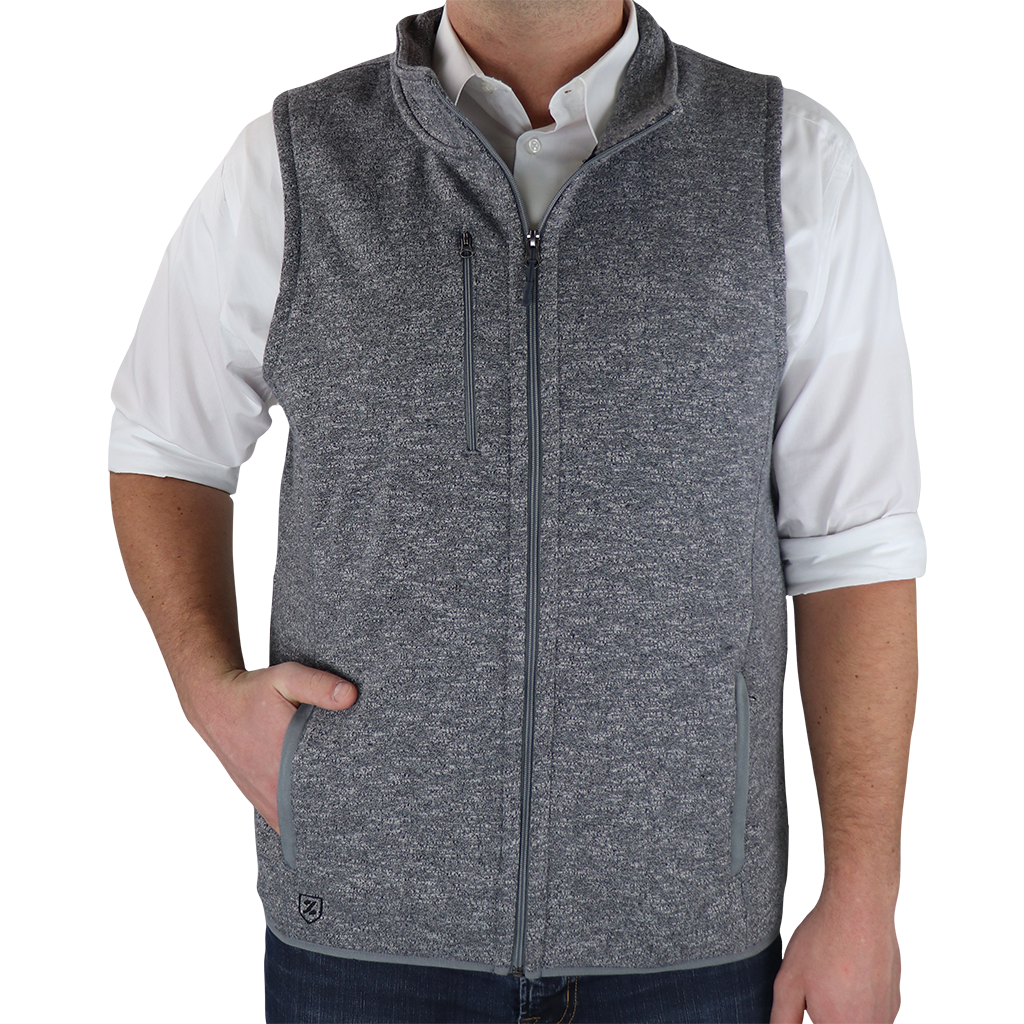 Handvest whisky Origineel Zusa Men's Light Grey Heather Midtown Fleece Vest | Custom Logo Vests