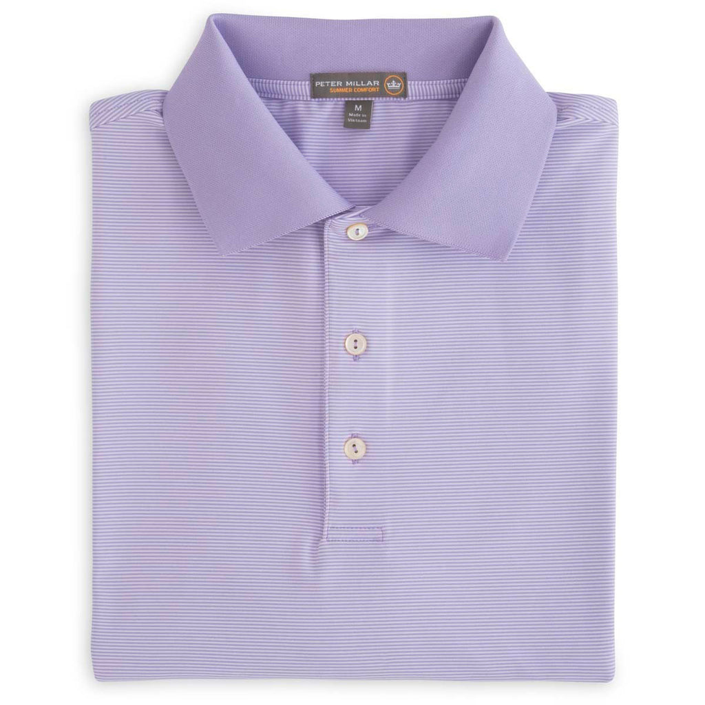 Peter Millar Men's African Violet Jubilee Stripe Jersey Polo with Knit