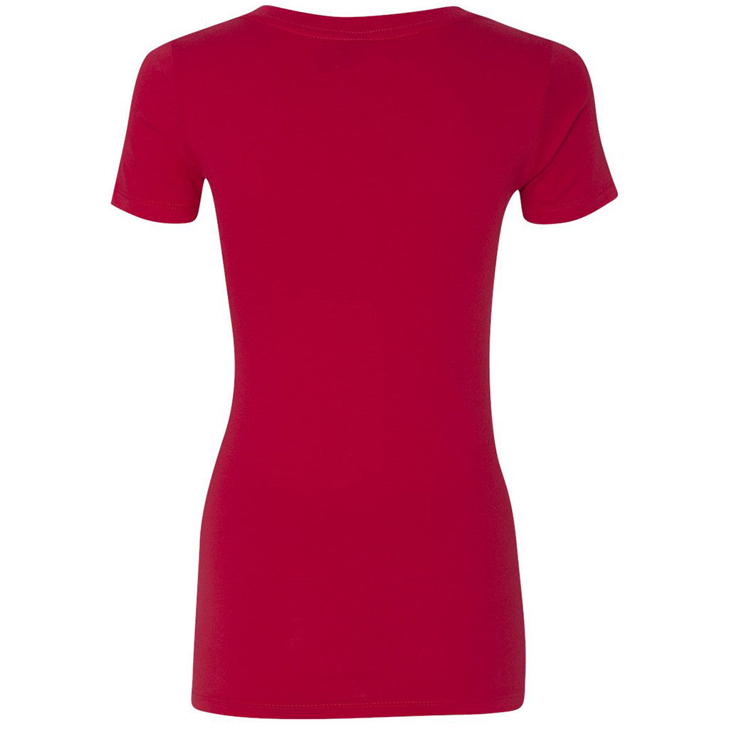 Next Level Women's Red Deep V-Neck Tee