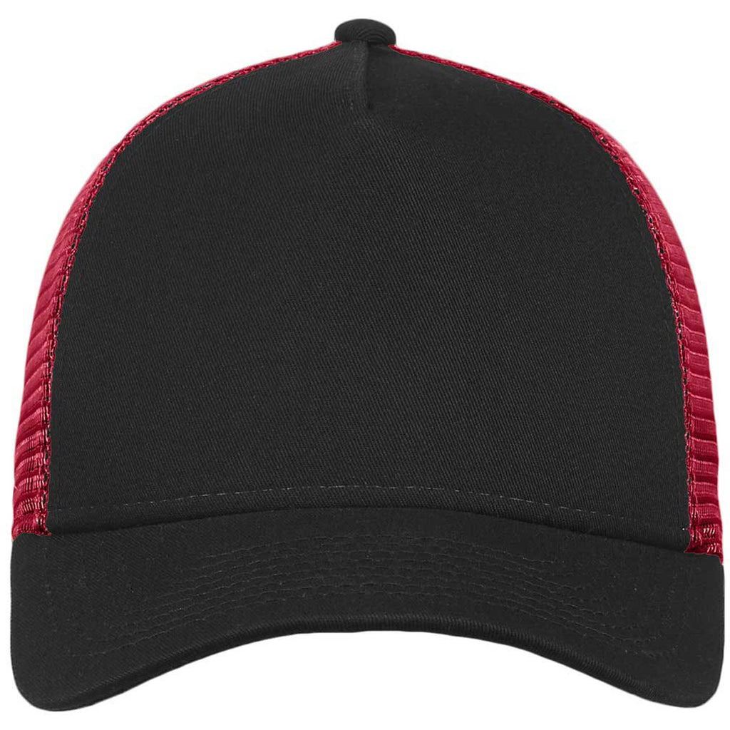 Download New Era Black/Scarlet Snapback Mesh Back Trucker Cap