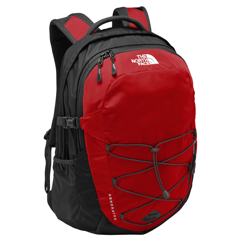 north face backpack grey and red