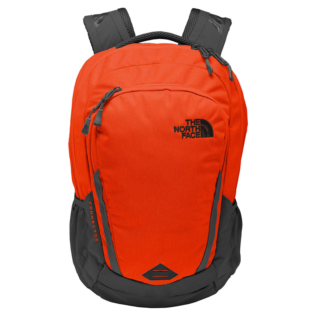 grey and orange north face backpack