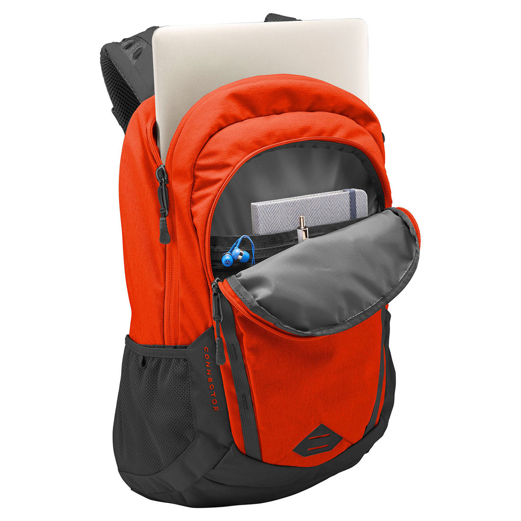 blue and orange north face backpack