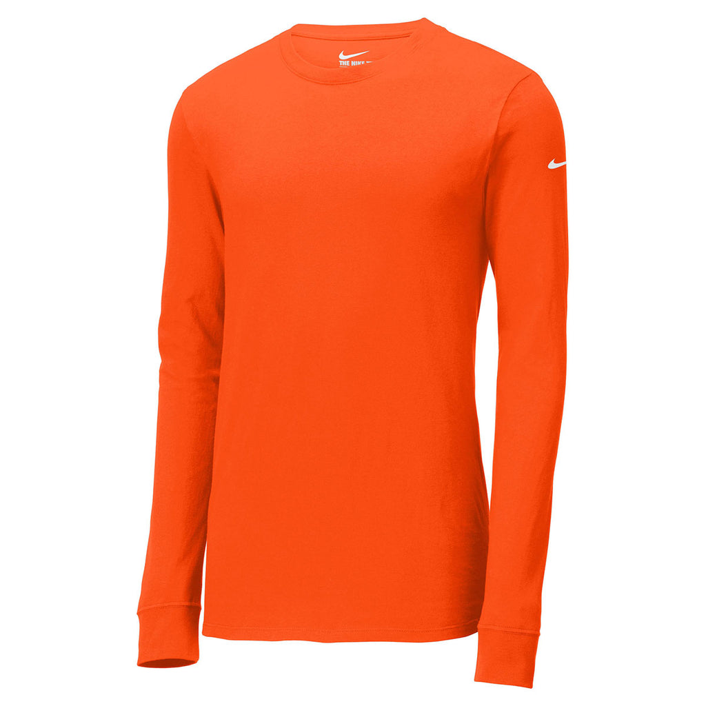 Nike Men S Brilliant Orange Core Cotton Long Sleeve Tee