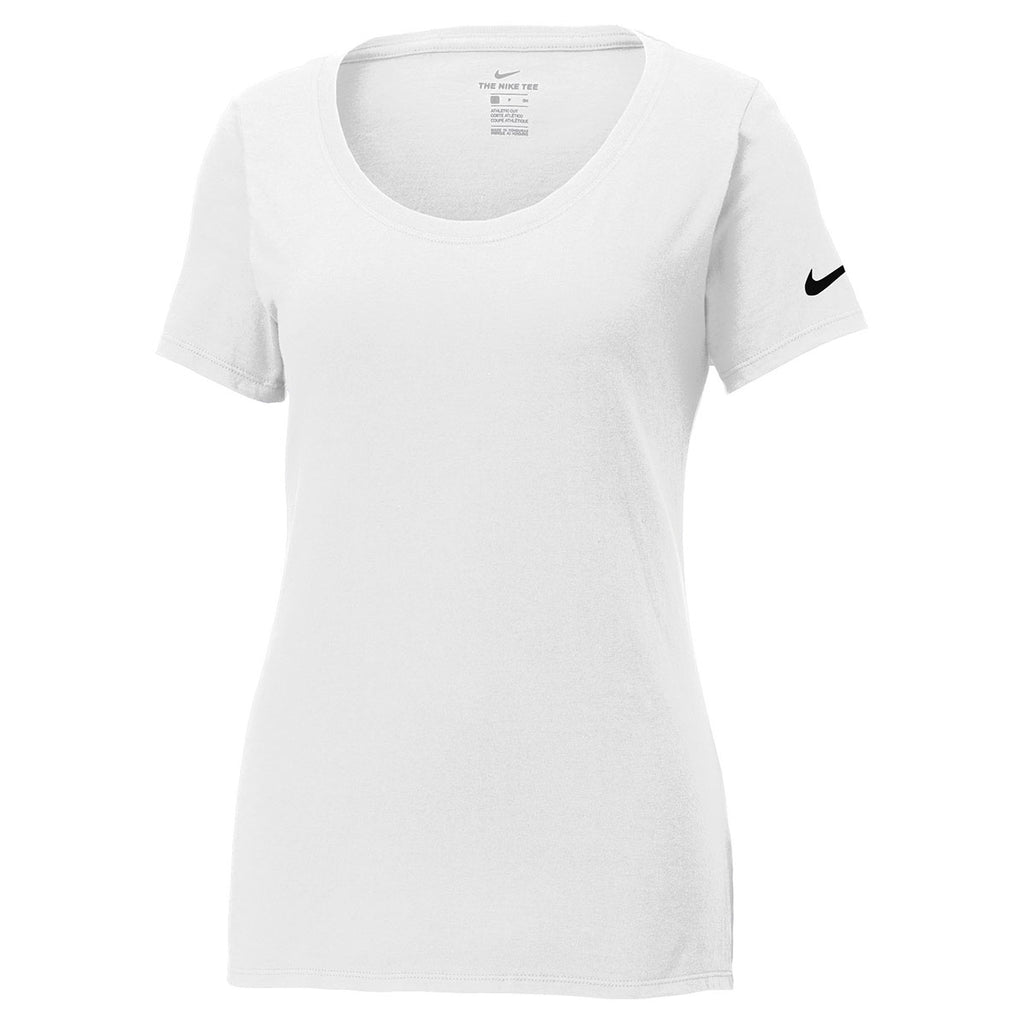 White Core Cotton Scoop Neck Tee