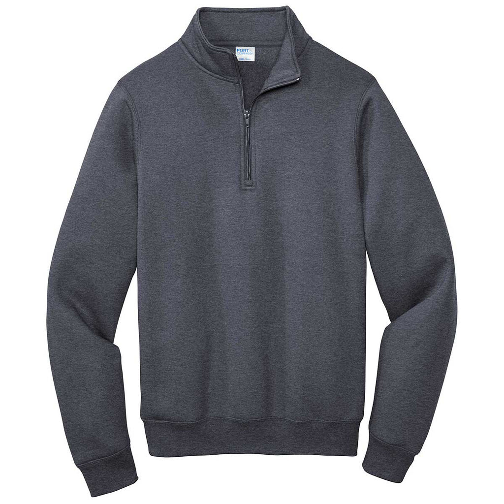 Port & Company Men's Heather Navy Core Fleece 1/4 Zip Pullover Sweatsh