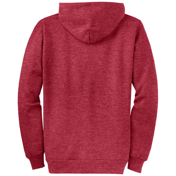 Port & Company Men's Heather Red Core Fleece Full-Zip Hooded Sweatshir