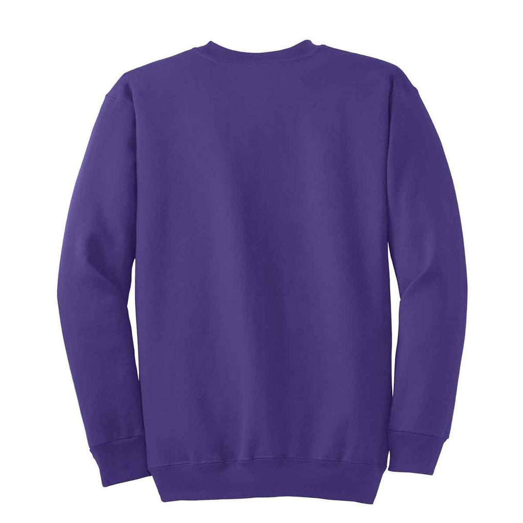 Port & Company Men's Purple Tall Essential Fleece Crewneck Sweatshirt