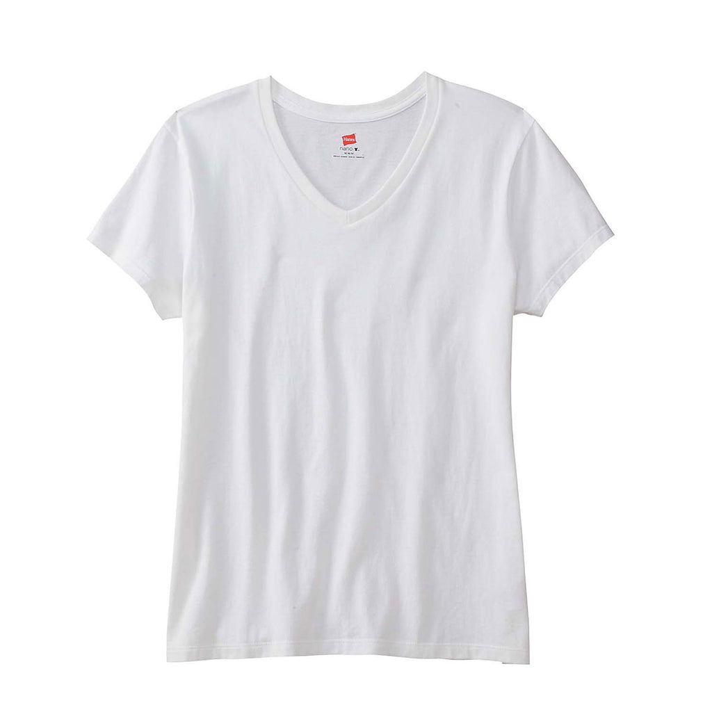 White 4.5 oz. 100% Ringspun Cotton V-Neck T-Shirt