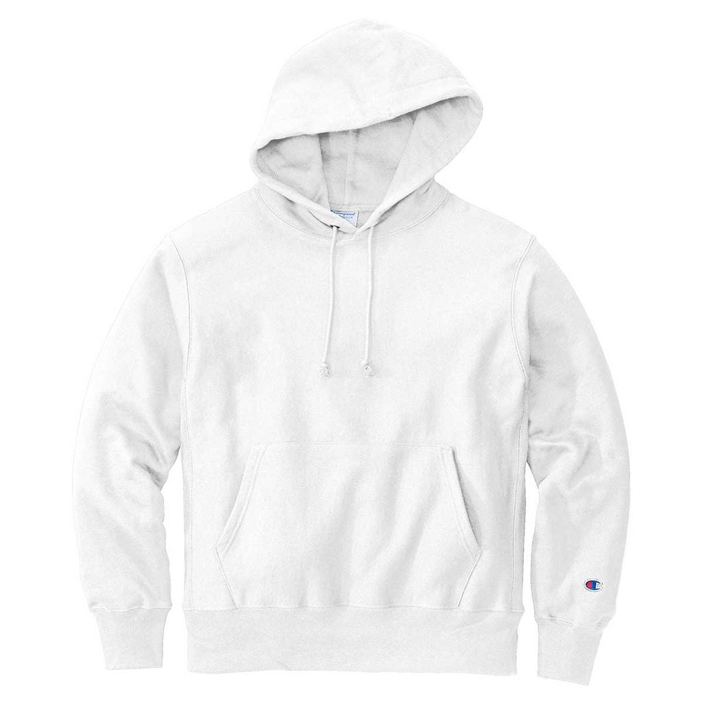 White Reverse Weave Hooded Sweatshirt