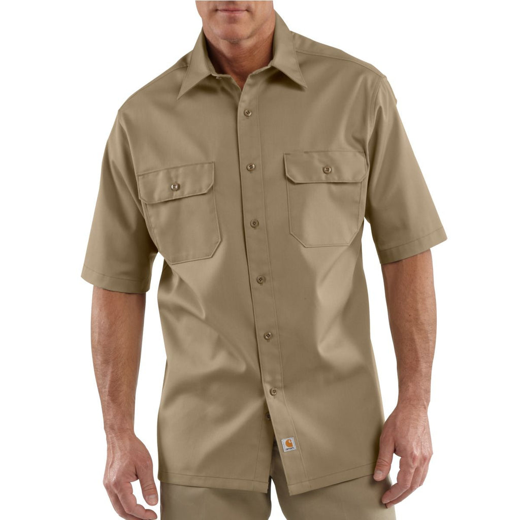 Carhartt Men's Khaki Twill Short Sleeve Work Shirt