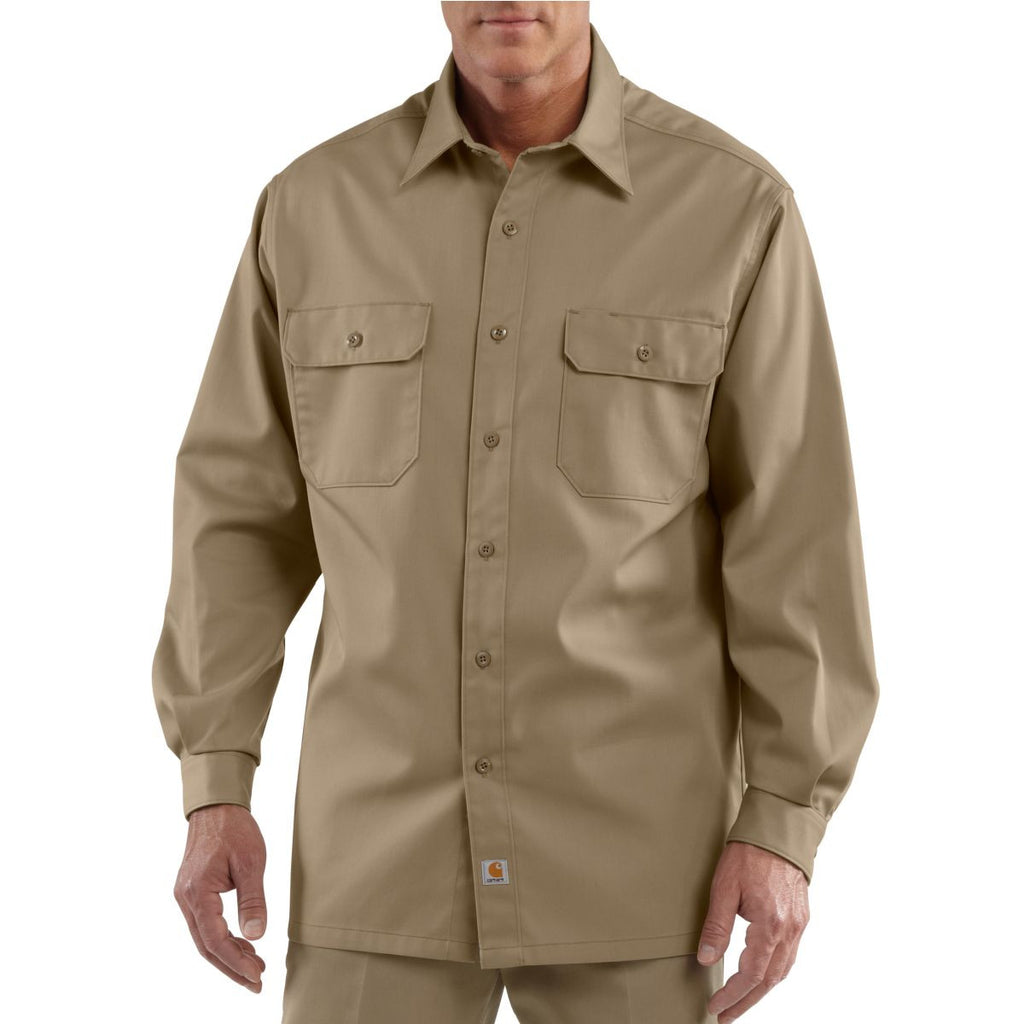 Carhartt Men's Khaki Twill Long Sleeve Work Shirt