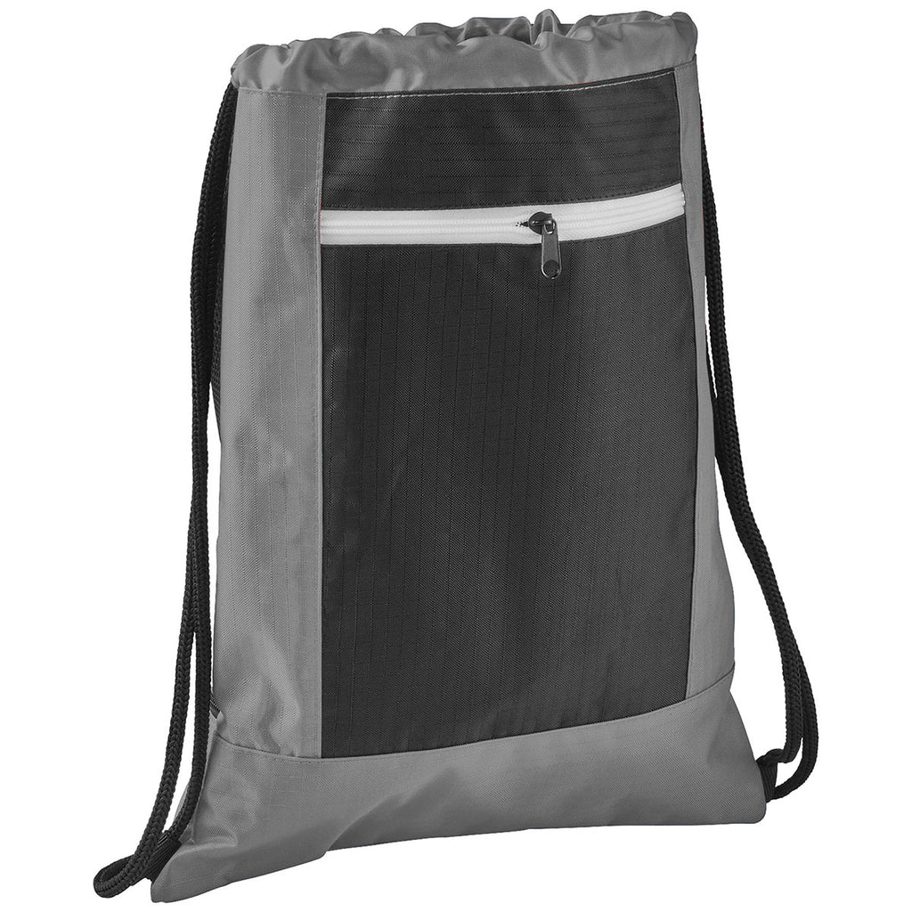 Bullet Grey Zippered Ripstop Drawstring Bag