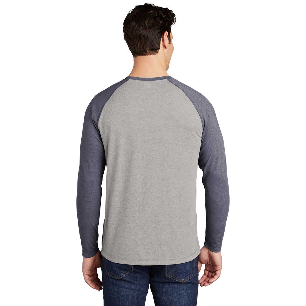 Sport-Tek Men's True Navy Heather/Light Grey Heather PosiCharge Long S