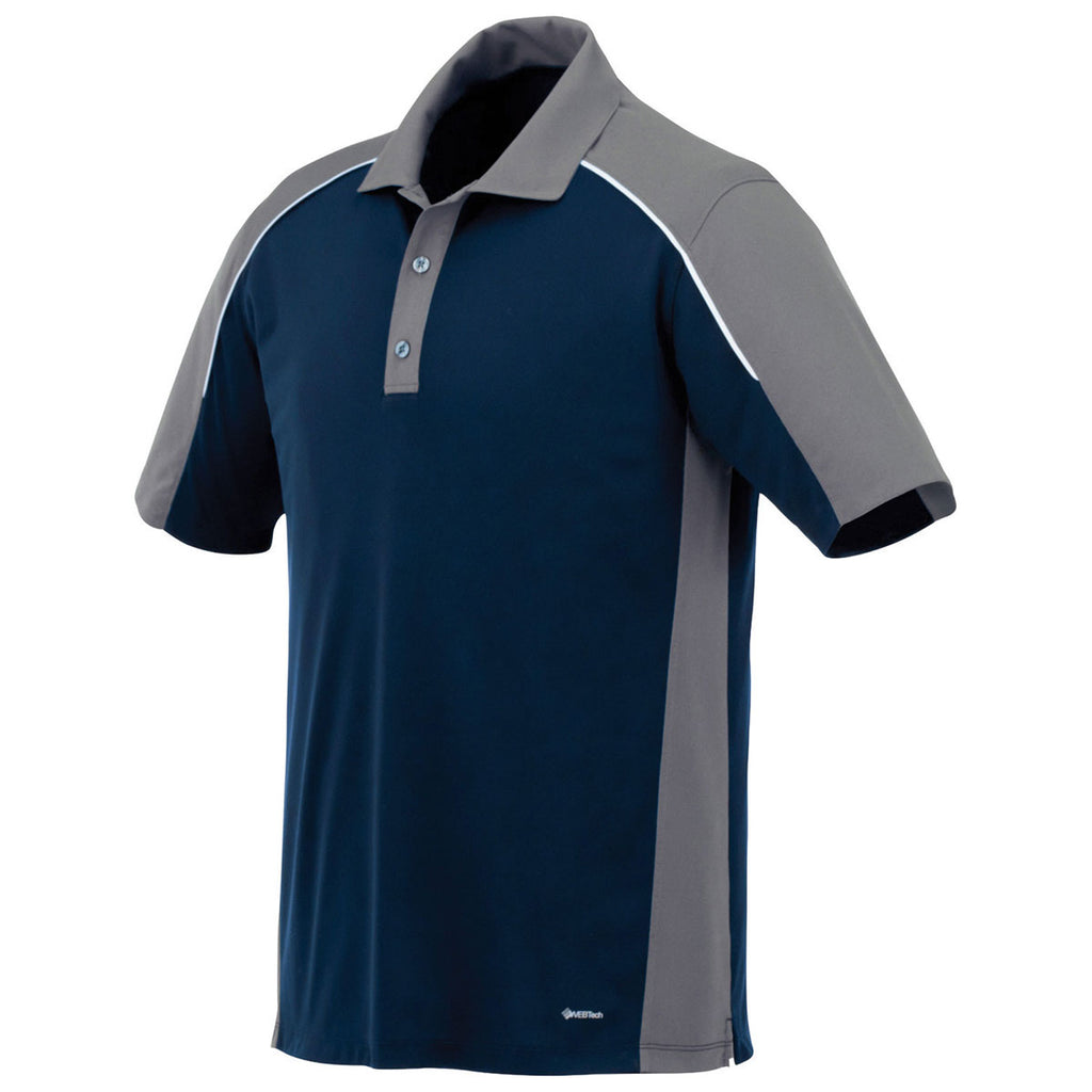 Elevate Men's Navy/Steel Grey/White Martis Short Sleeve Polo