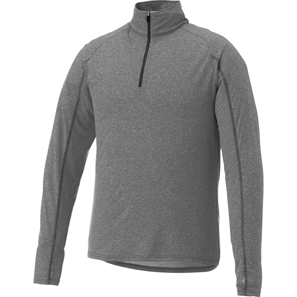 Elevate Men's Heather Dark Charcoal Taza Knit Quarter Zip