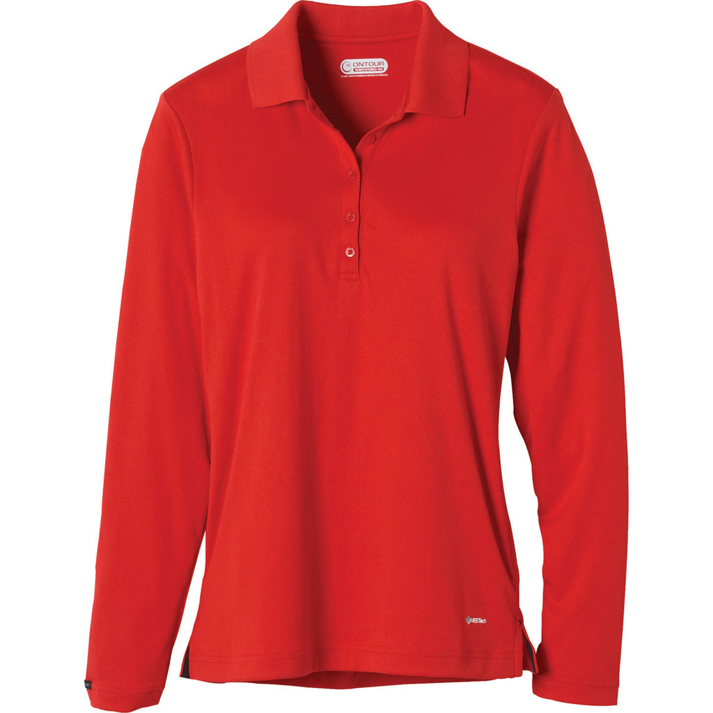 women's long sleeve red polo shirts