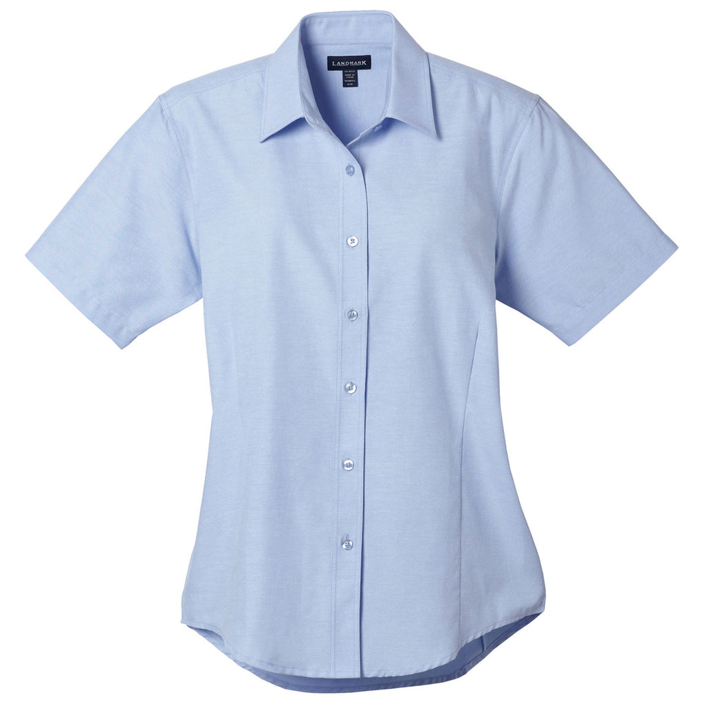 Elevate Women's Oxford Blue Lambert Oxford Short Sleeve Shirt