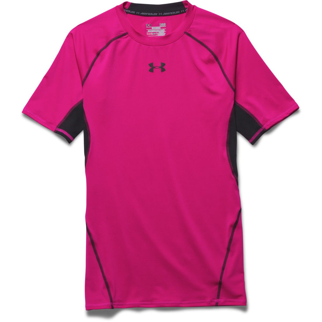 Pink HeatGear Armour S/S Compression Shirt