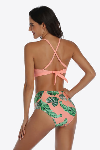 Tropical Print Ruffled Two-Piece Swimsuit - Bikinis & Tankinis - FITGGINS