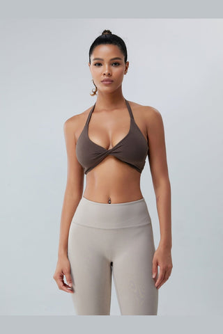 Twisted Halter Neck Active Bra - Sports Bras - FITGGINS