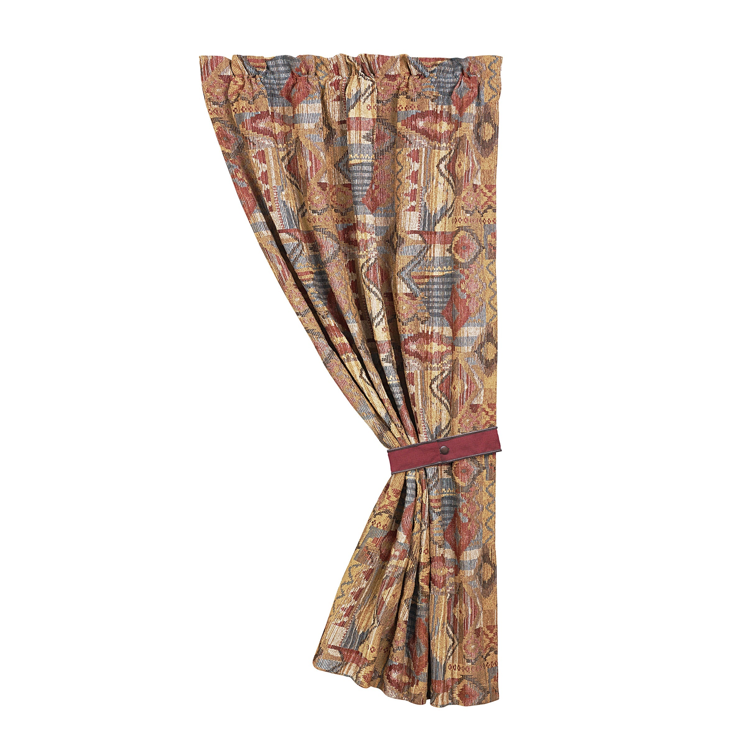 Ruidoso Patchwork Curtain - Vibrant Southwestern Design with Bold Aztec Patterns & Tie-Back Accent