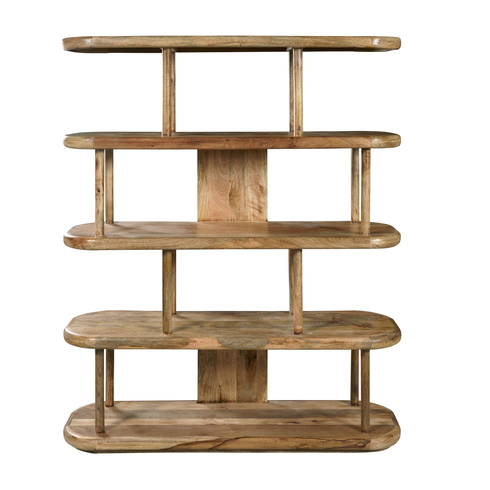 4-Shelf Open Display Bookcase - Stylish Storage Solution with Durable Rubberwood & Modern Design