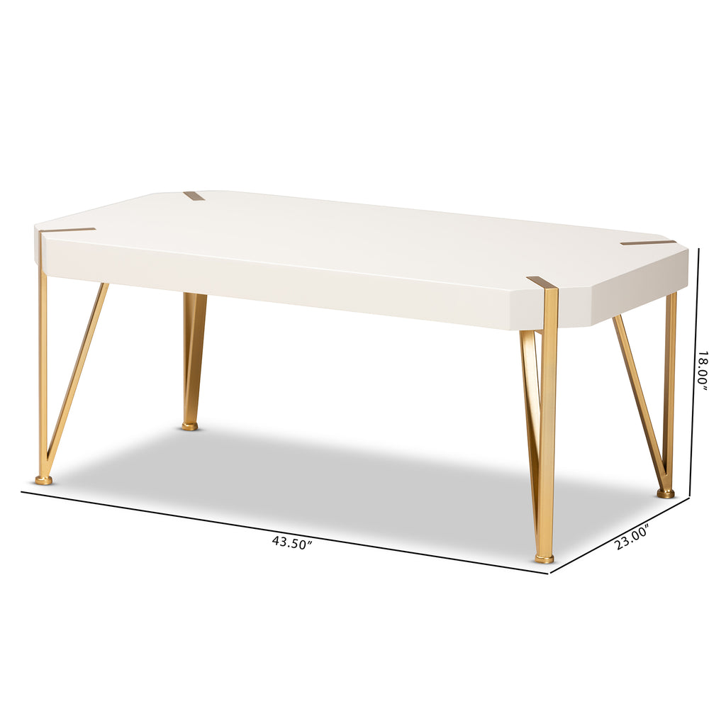Kassa Contemporary Glam and Luxe Brushed Gold Metal and White Finished ...
