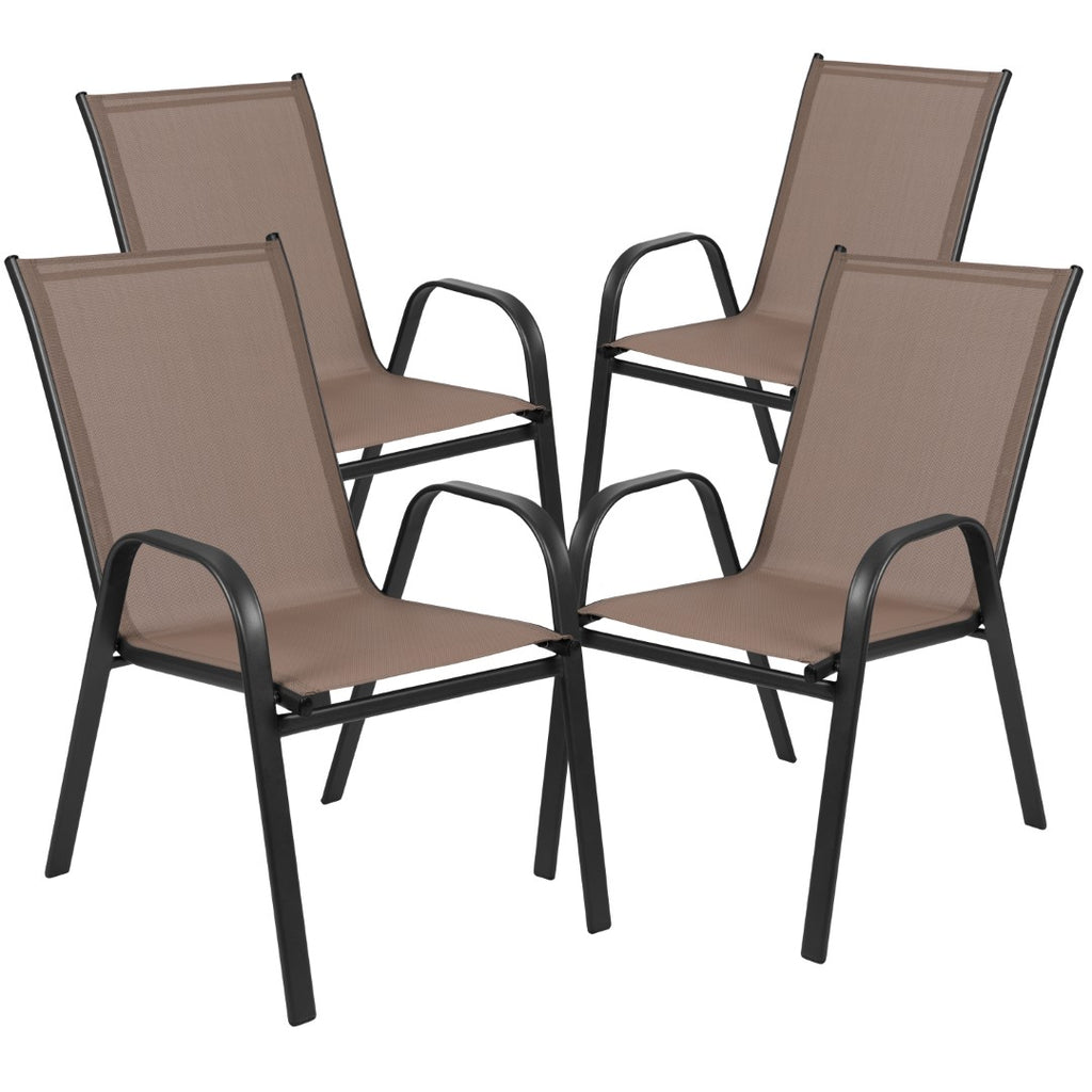 4 Pack Brazos Series Outdoor Stack Chair With Flex Comfort Material An English Elm