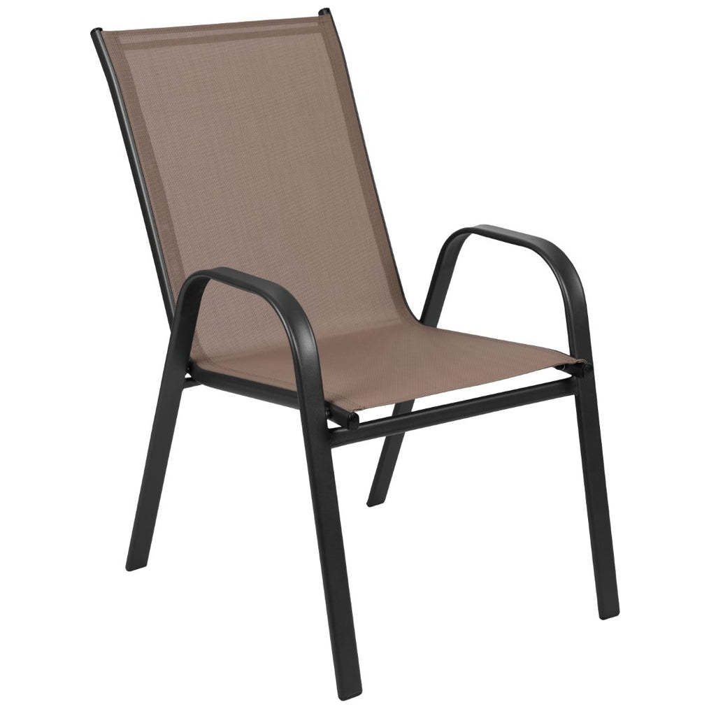 mainstays heritage park patio stacking sling chair black stripes