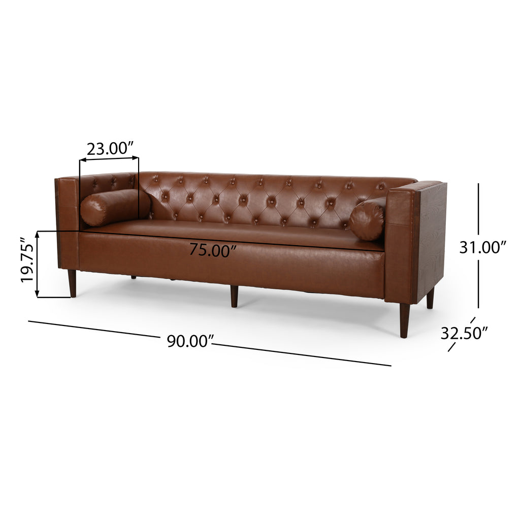 Faraway Contemporary Tufted Deep Seated Sofa with Accent Pillows ...