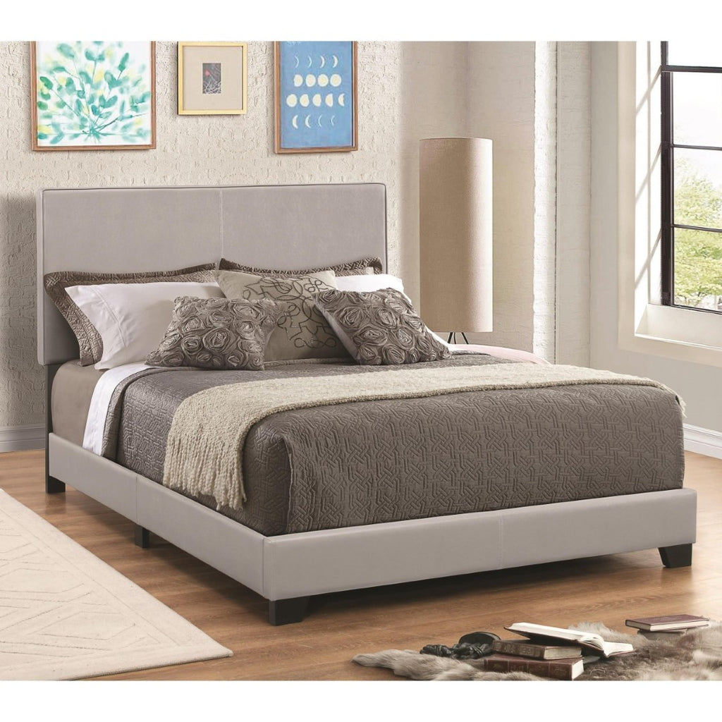 gray padded california king bed frames