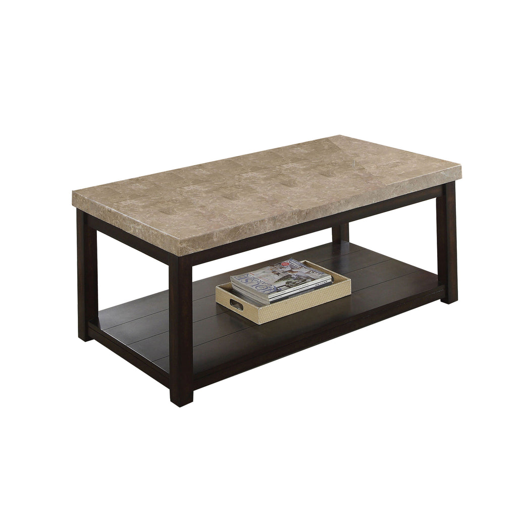 Transitional Coffee Table With Genuine Marble Top