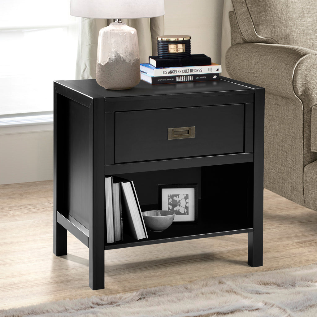 one drawer nightstand black