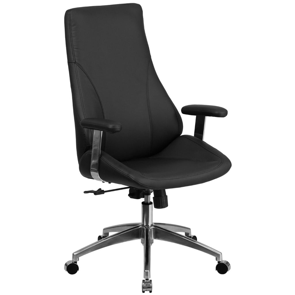 English Elm EE1457 Contemporary Commercial Grade Leather Executive Office Chair Black EEV-12051
