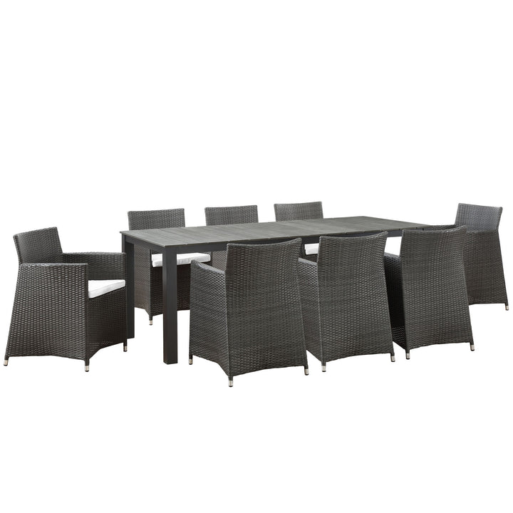 Junction 9 Piece Outdoor Patio Dining Set EEI-1752-BRN-WHI-SET