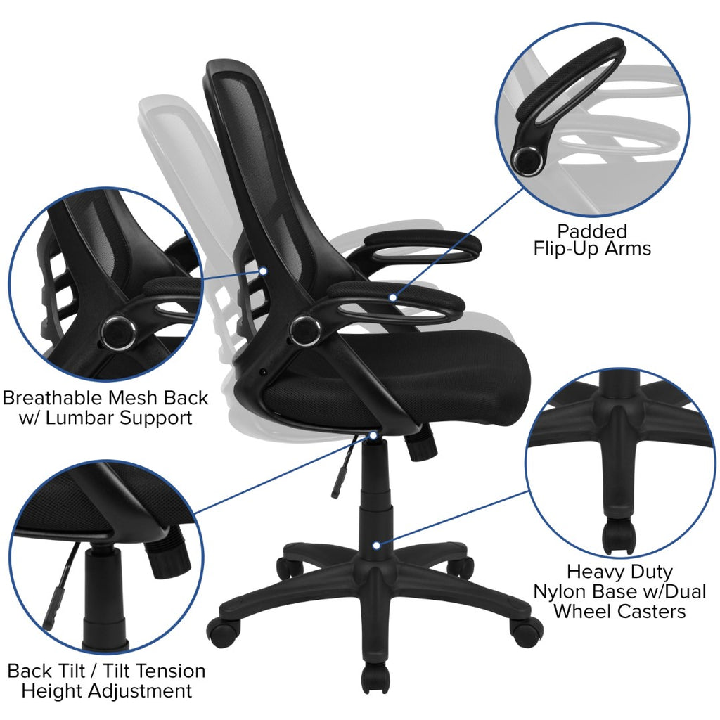 task chair flip up arms