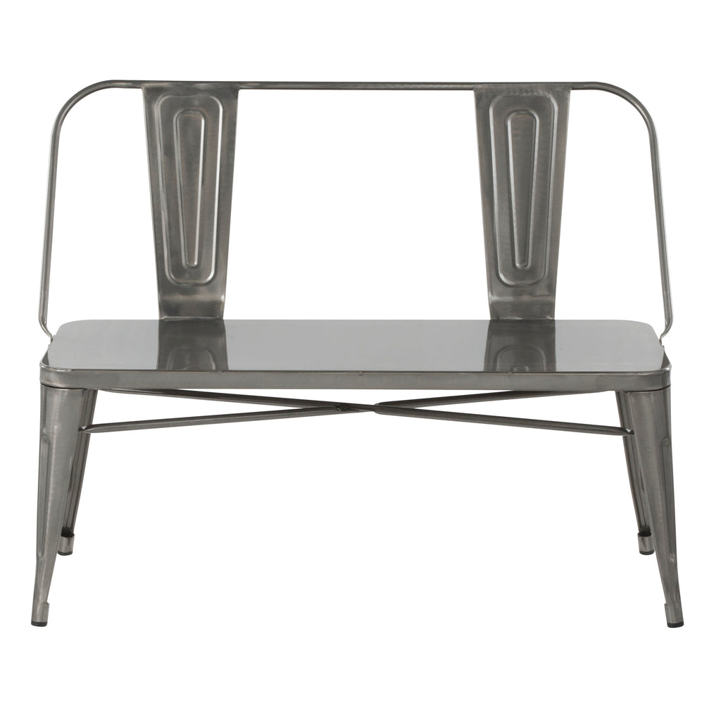 Oregon Industrial Metal Dining/Entryway Bench in Clear Brushed Silver by LumiSource