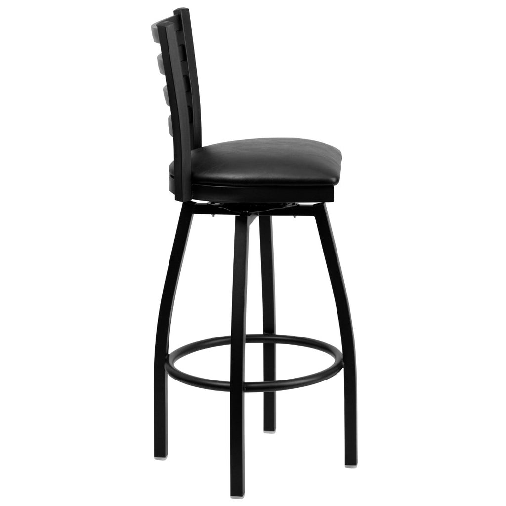 flash furniture hercules series black ladder back swivel metal barstool