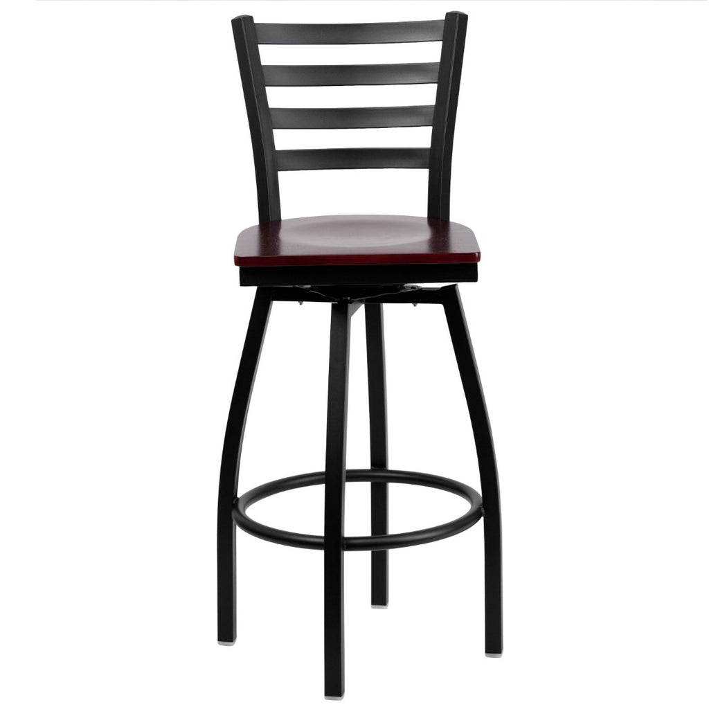 flash furniture hercules series black ladder back swivel metal barstool