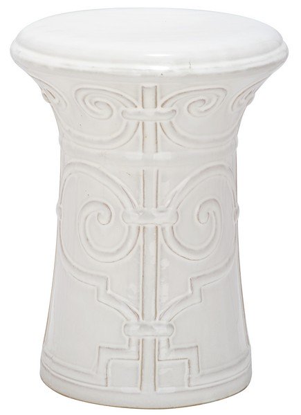 Safavieh Imperial Garden Stool Scroll White Ceramic ACS4521A 683726422044 (4536876630061)