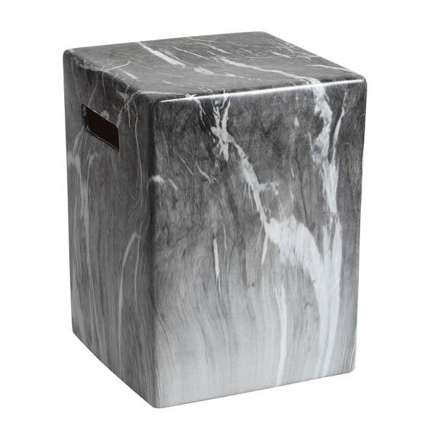 Safavieh Avila Marble Garden Stool Dark Grey Marble Ceramic ACS4572A