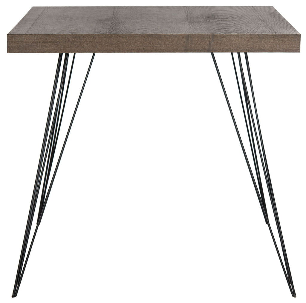 Wolcott Accent Table Retro Mid Century Square Dark Brown Black Wood Lacquer  Coating MDF Iron