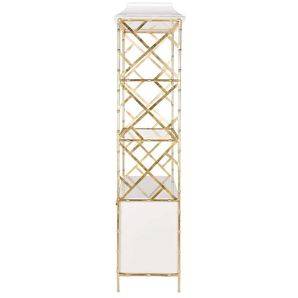 Adelia Bookshelf Lacquer White Gold Metal Wood Mdf Couture