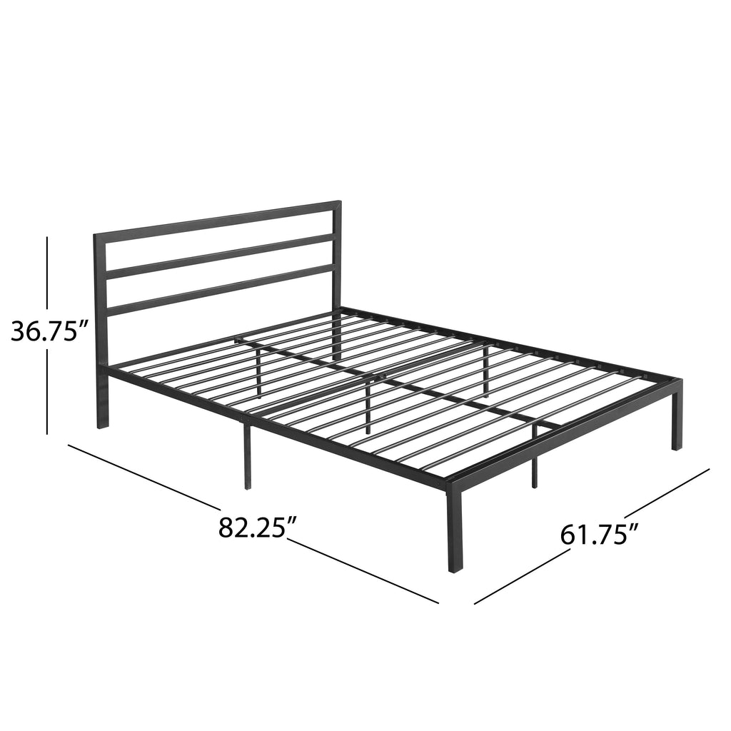 Kellen Modern Iron Queen Bed Frame English Elm 