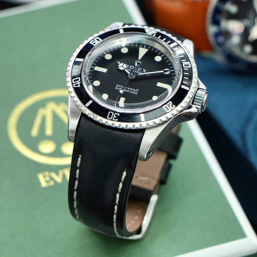 black leather Everest strap on Rolex