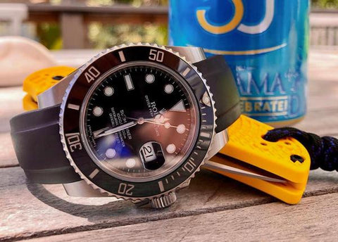 Kautschuk mit Rundanstoß für Rolex Submariner Ceramic mit Dornschließe 