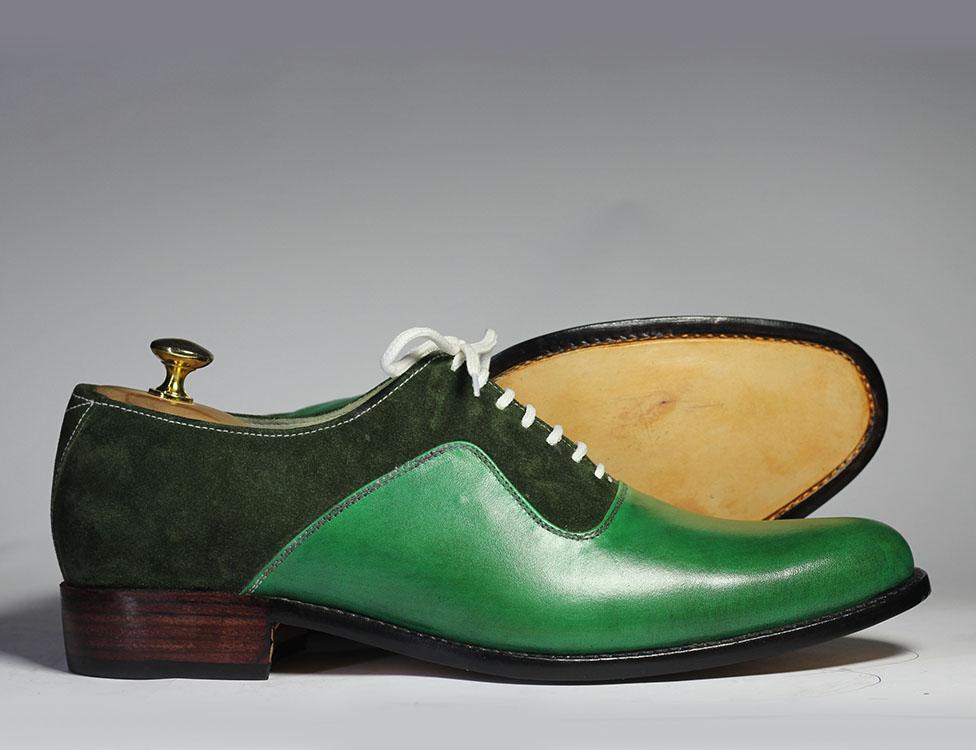 Bespoke Green Leather \u0026 Suede Shoes for 