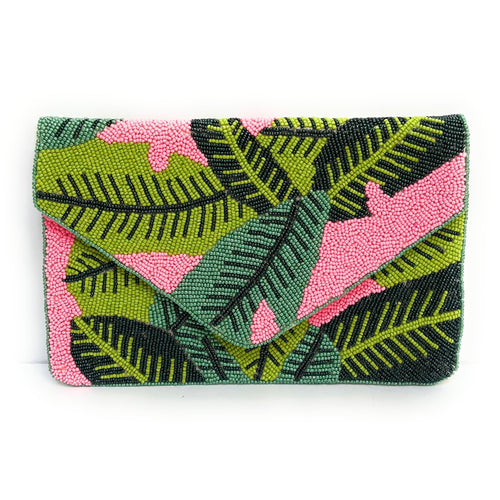 Monogrammed Palm Leaf Envelope Clutch